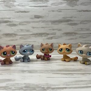 Littlest Pet Shop ~ Lot of 5 BonBon CATS Hasbro  #1710  #177  #194  #747  #1364